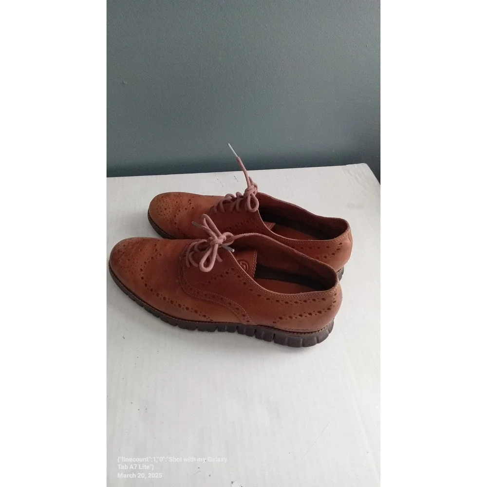 Zelli‎ Brown Leather Wingtip Oxford Dress Shoes Lace Up Brogue